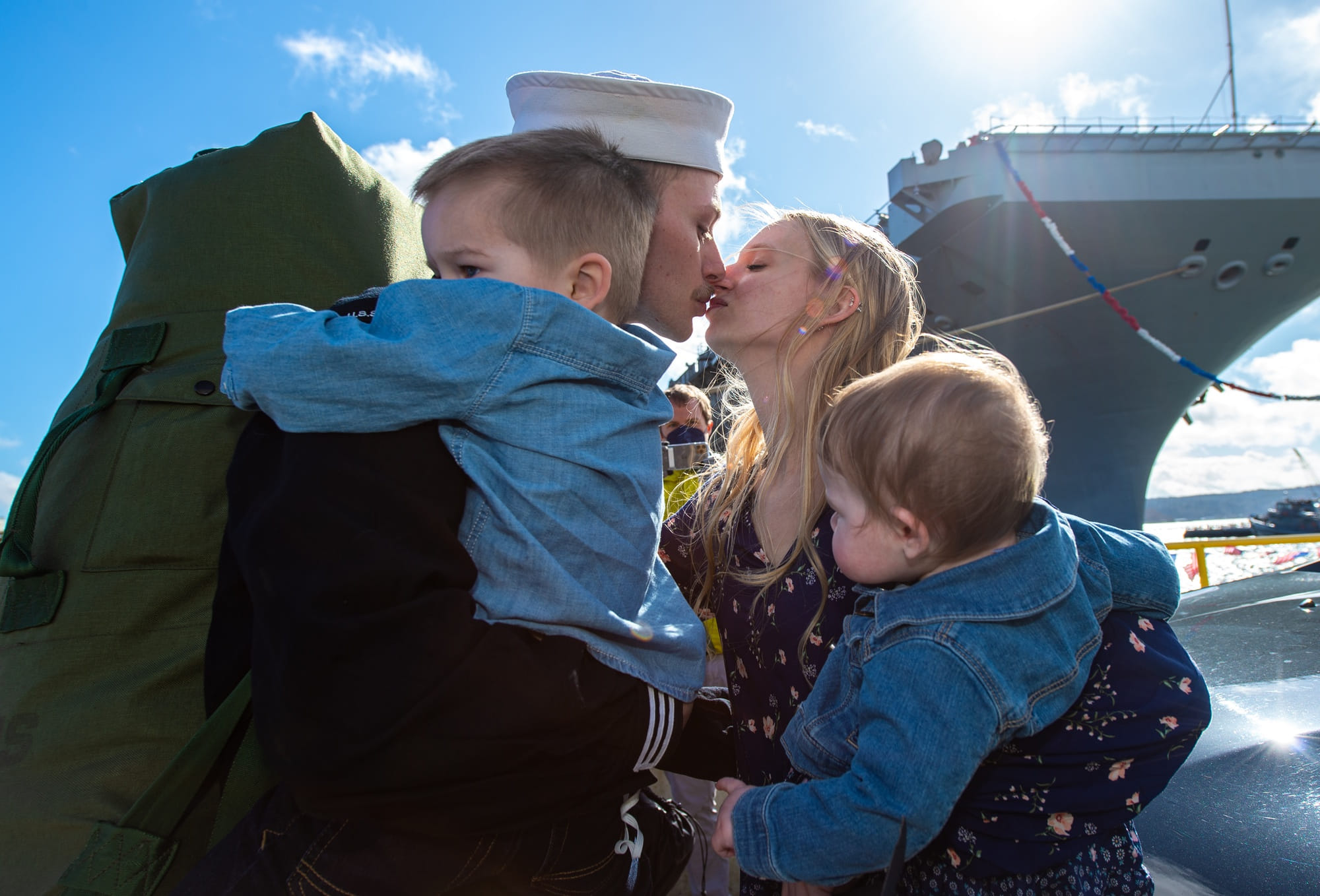 Sailor and spouse during a wedding ceremony